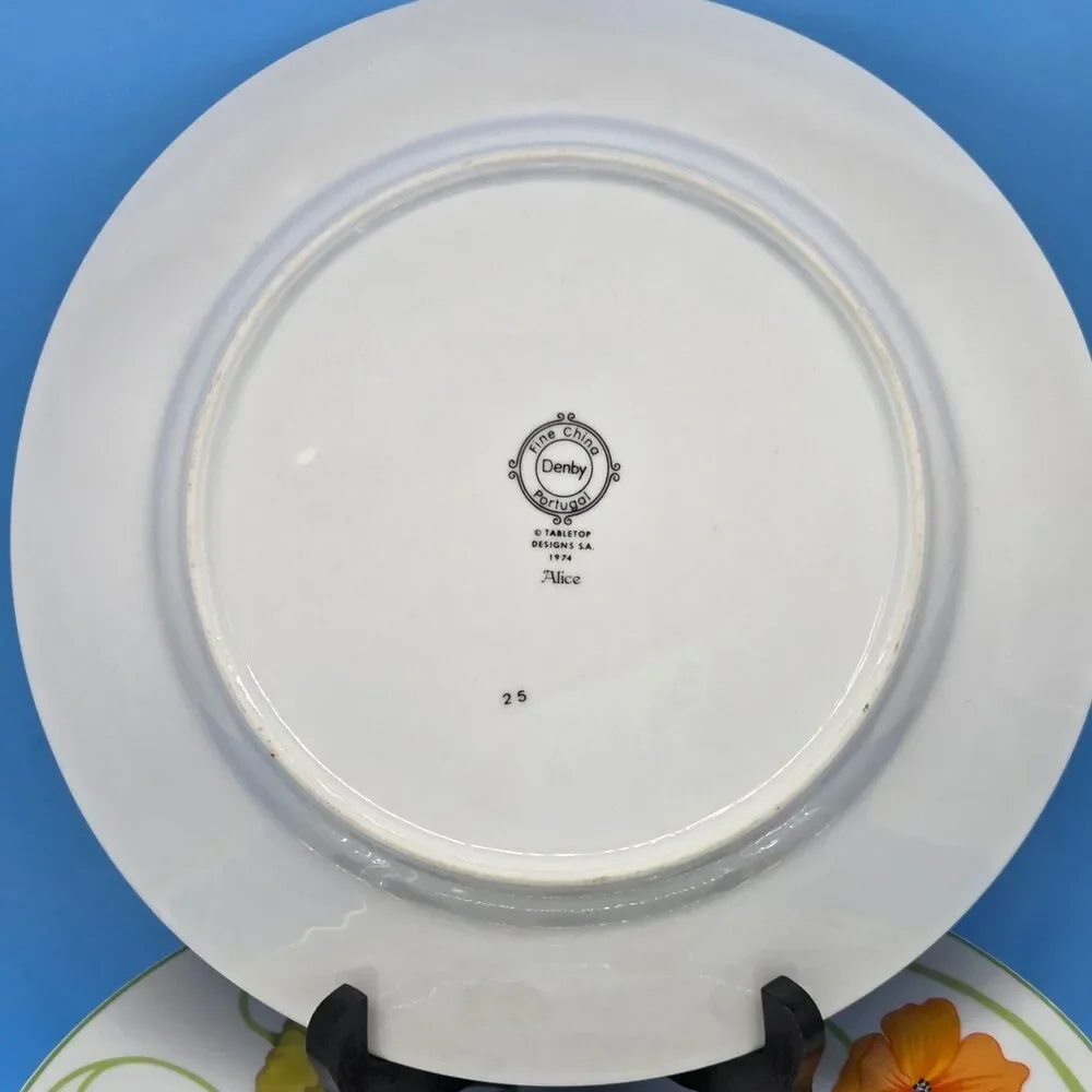 Denby Alice Fine China Portugal Dinner Plates 10 3/8